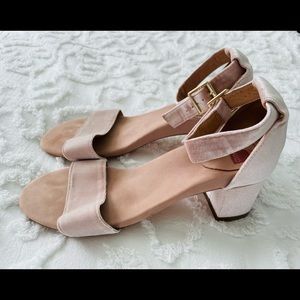 Bared Footwear Pink Suede Block Heels